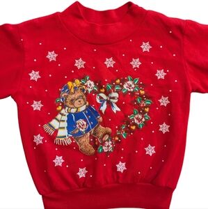 Vintage 2T Festive Red Teddy Bear Sweatshirt